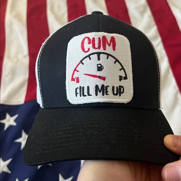 Black and White Trucker Hat with Graphic Patch - Picture 5 of 6